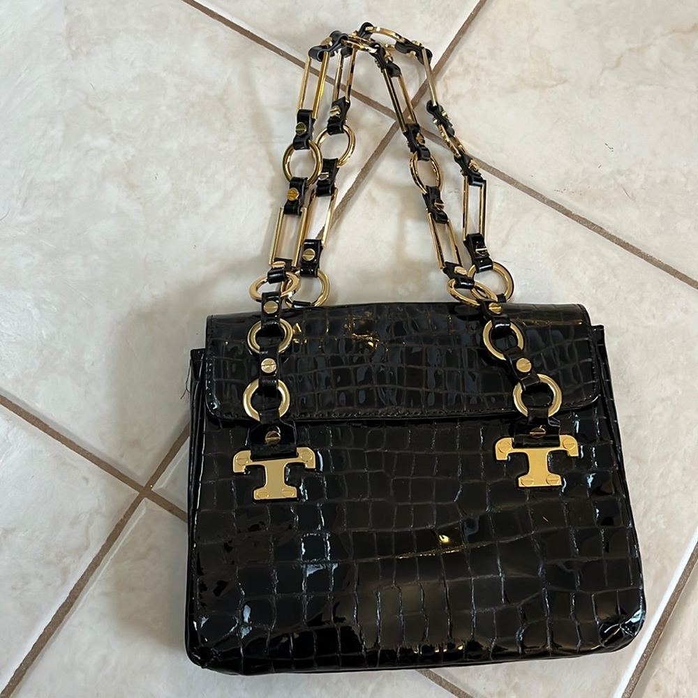 EUC! Tory Burch Shoulder Bag! Brown croc patent